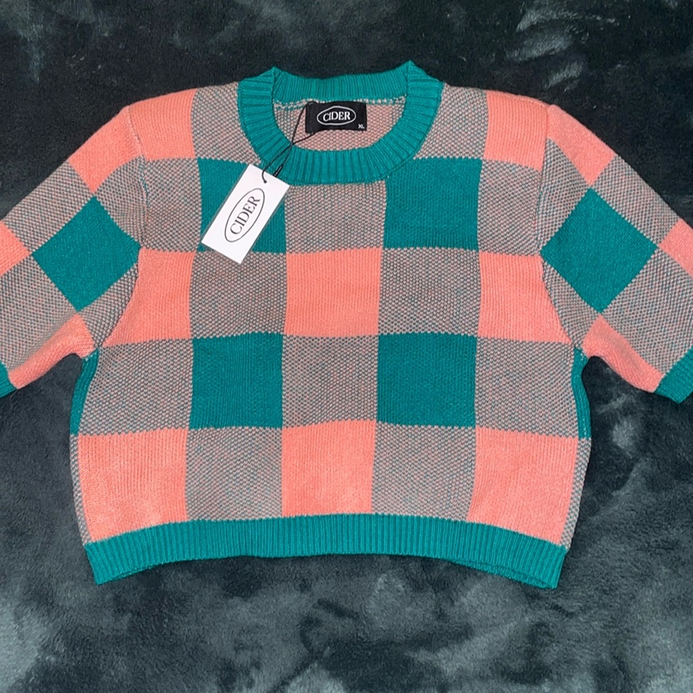 Cider plaid cropped sweater